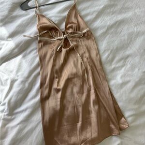 Silky Tan Slip Dress